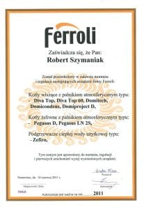 certyfikat Ferroli dla urządzeń dodatkowych